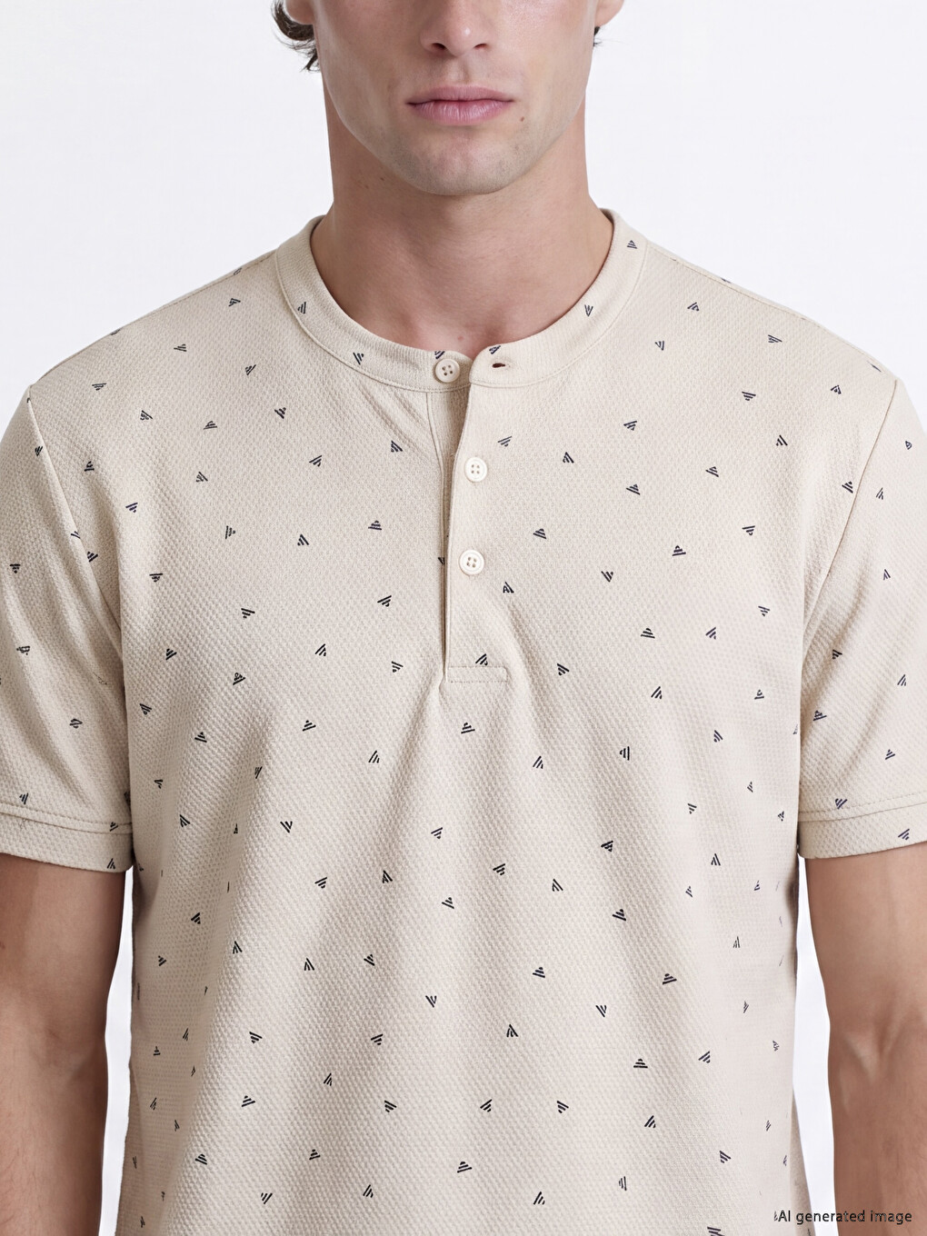 T-shirt À Motifs Pour Homme À Col Officier-2