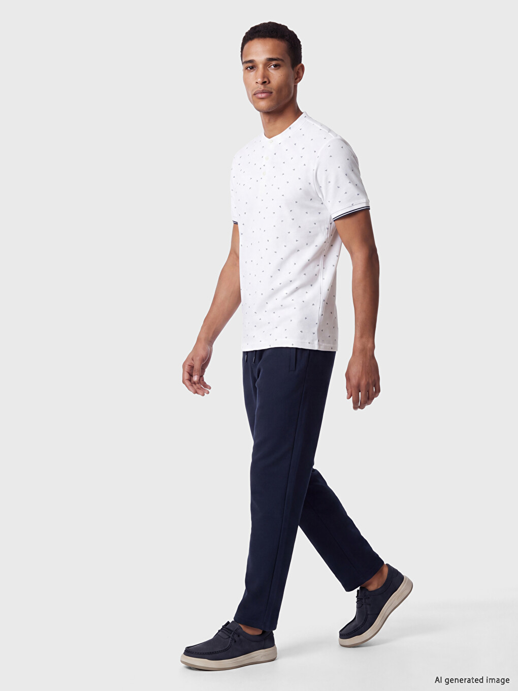 T-shirt À Motifs Pour Homme À Col Officier-1