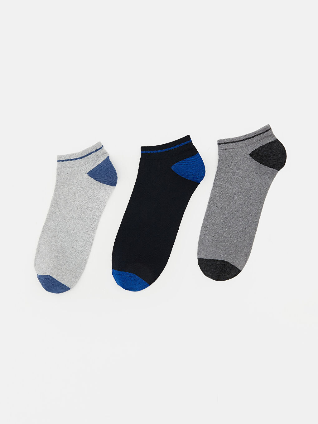 Gri Renk Bloklu Erkek Patik Çorap 3'lü 