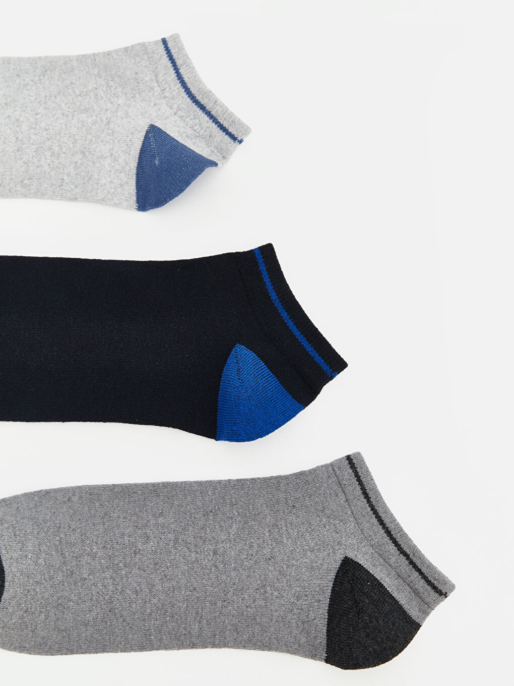 Gri Renk Bloklu Erkek Patik Çorap 3'lü -1