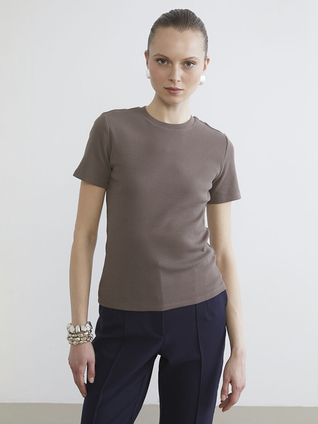 Женщины Коричневый Футболка