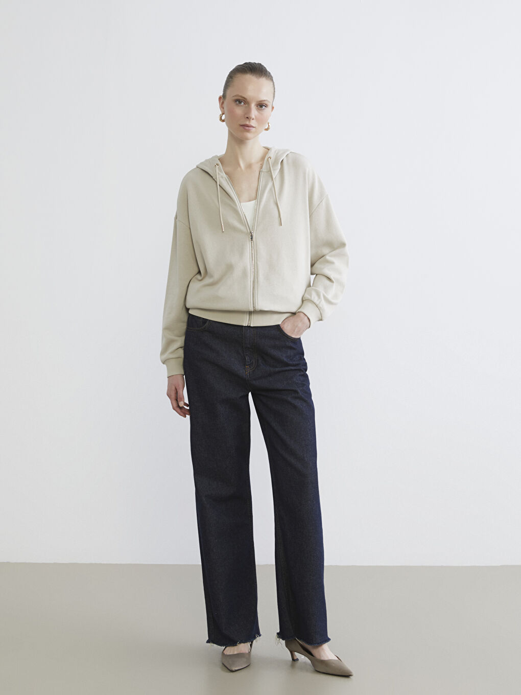 Әйелдер сұр Сыдырмасы бар свитшот-1