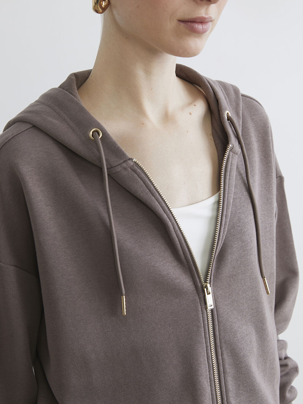 Әйелдер қоңыр Сыдырмасы бар свитшот-2