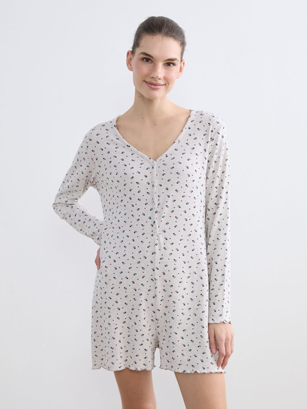 V-Neck Floral Women's Short Pajamas