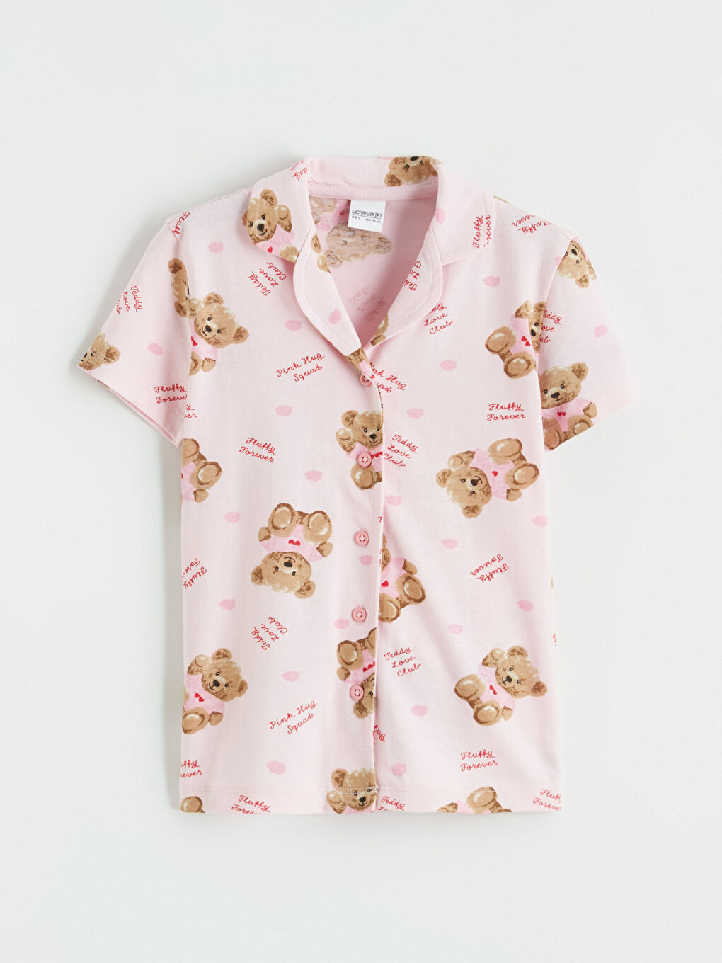 Pembe Ayıcık Baskılı Kız Çocuk Şortlu Pijama Takımı-1