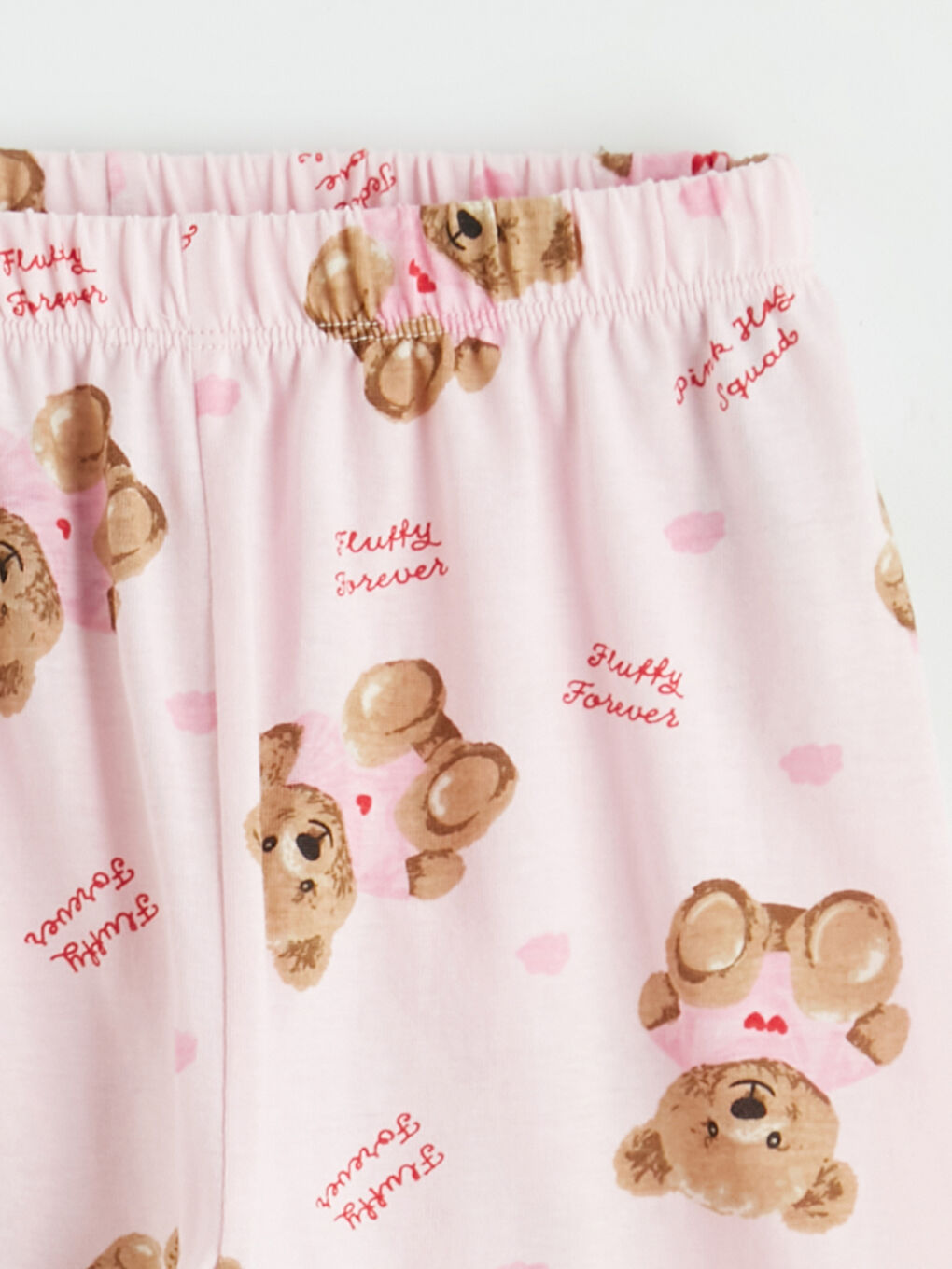 Pembe Ayıcık Baskılı Kız Çocuk Şortlu Pijama Takımı-5