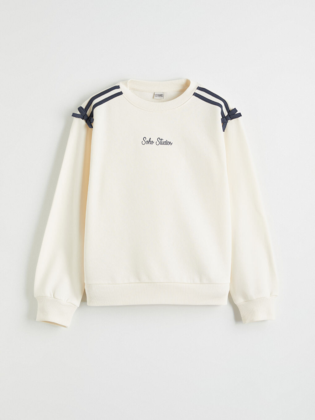 Girl's Crew Neck Sweatshirt and Joggers with Bow Detail-1