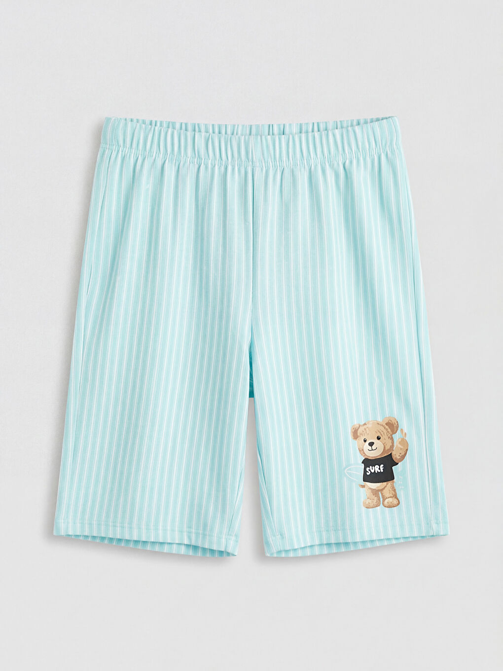 Mavi Ayı Teddy Baskılı Erkek Çocuk Şortlu Pijama Takımı-3