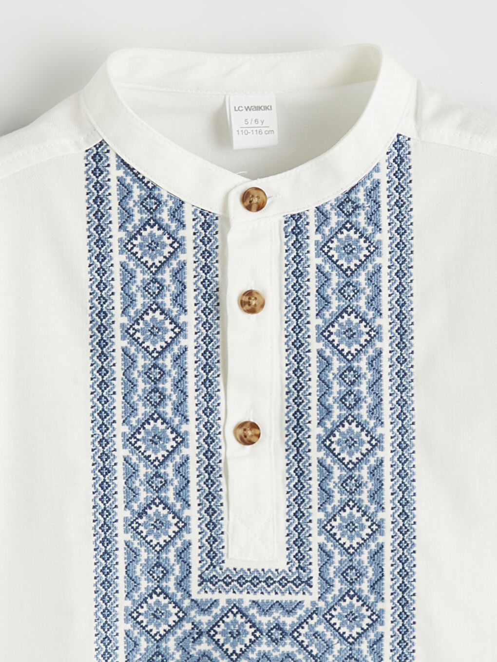 Beyaz Hakim Yaka Erkek Bebek Nakışlı Poplin Gömlek-1