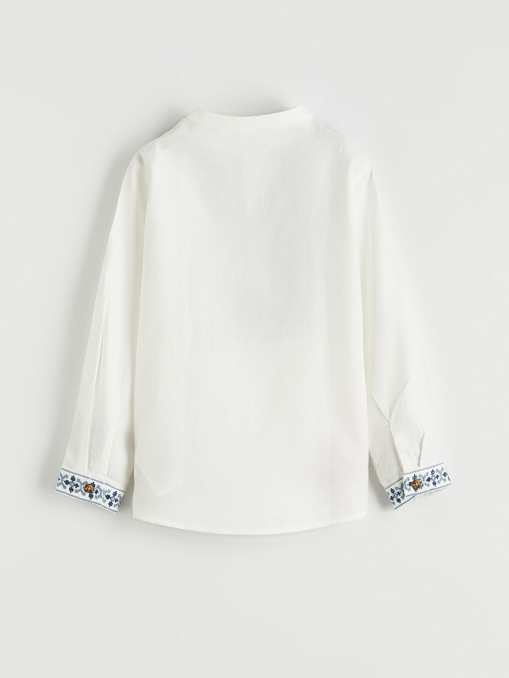 Beyaz Hakim Yaka Erkek Bebek Nakışlı Poplin Gömlek-2