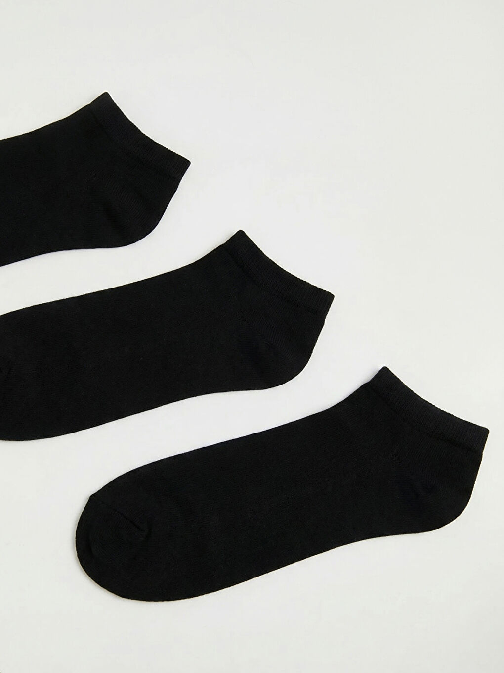 Siyah Kadın Düz Patik Çorap 3'lü-1