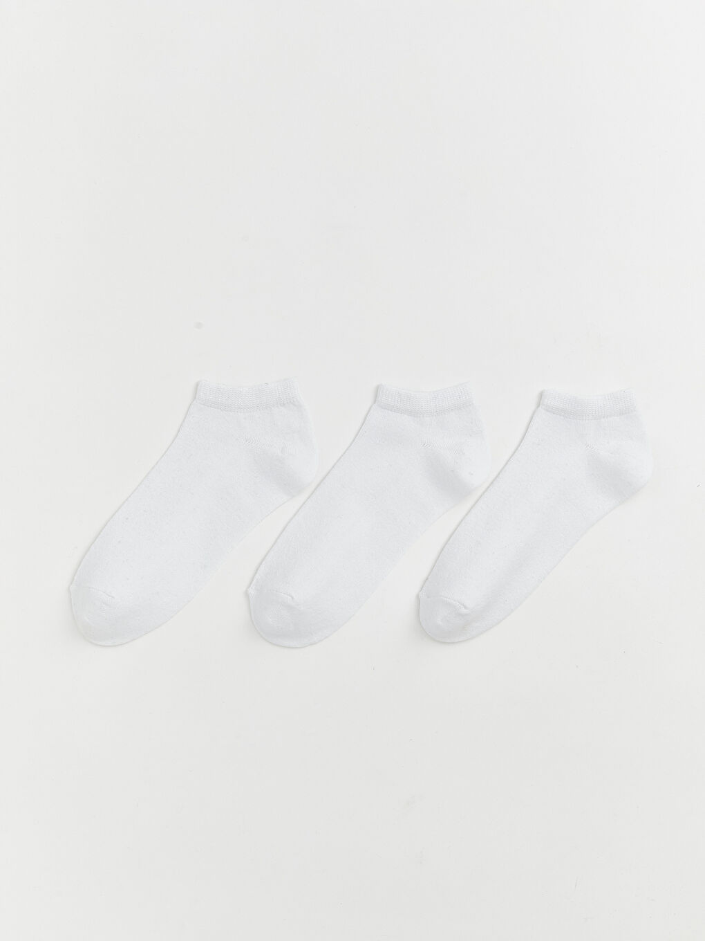 Beyaz Kadın Düz Patik Çorap 3'lü