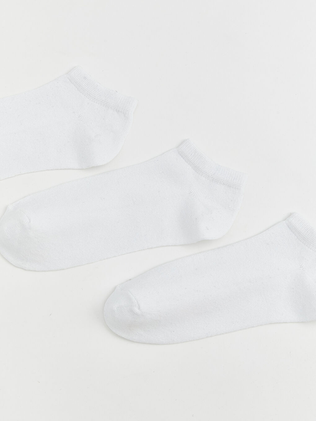 Beyaz Kadın Düz Patik Çorap 3'lü-1