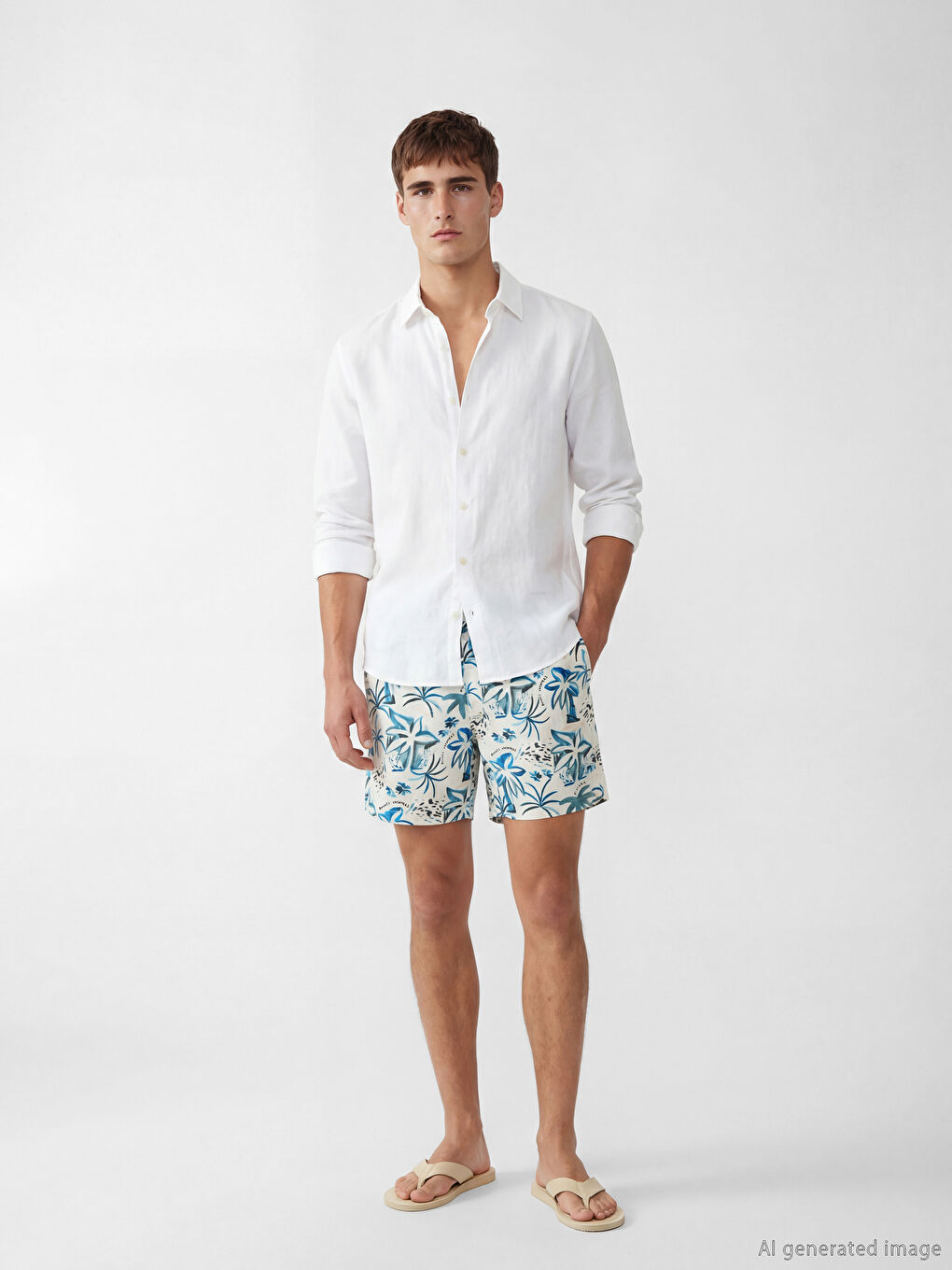 Short Length Patterned Men's Swimming Shorts