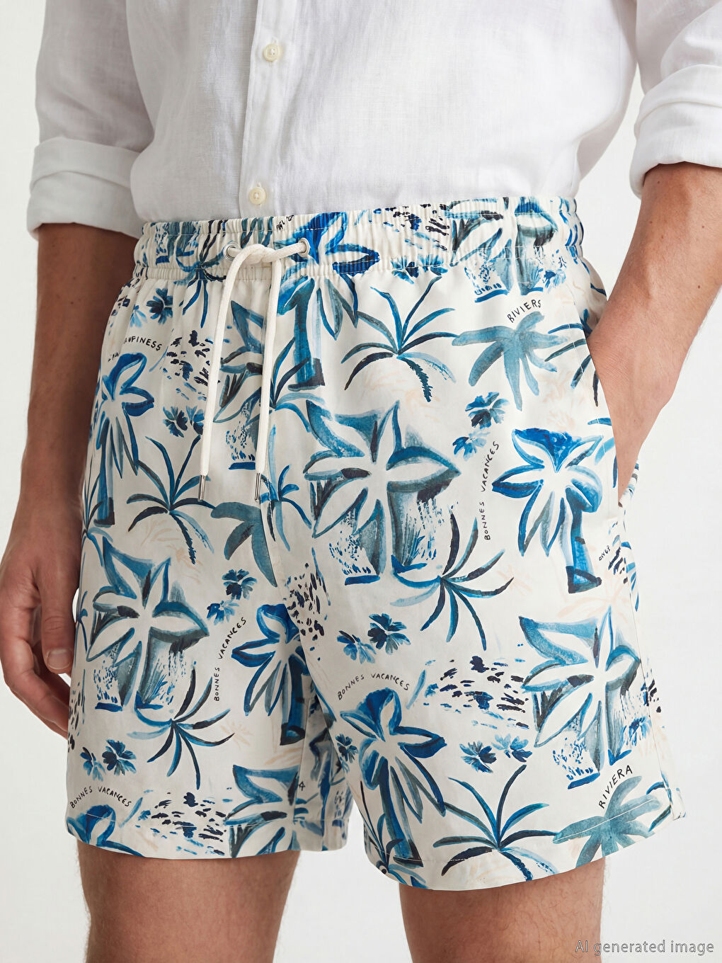 Short Length Patterned Men's Swimming Shorts-2