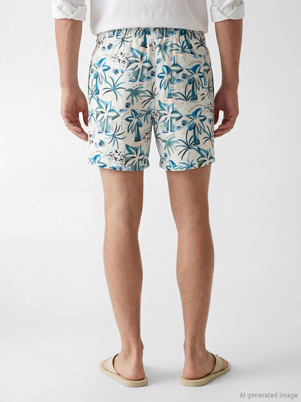 Short Length Patterned Men's Swimming Shorts-3