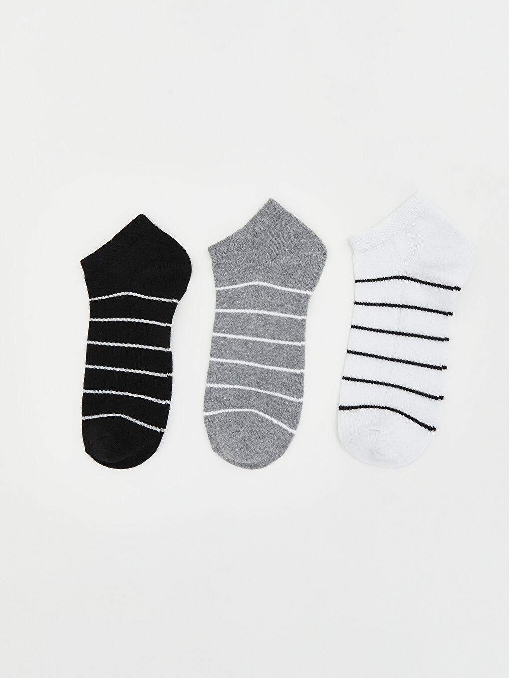 Siyah Çizgili Kadın Patik Çorap 3'lü