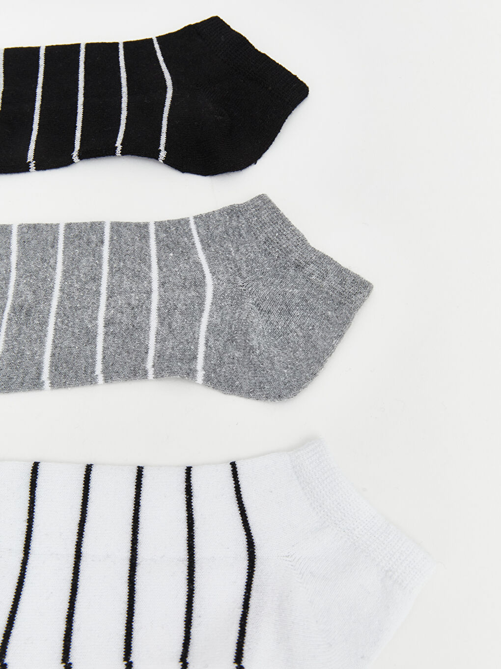 Siyah Çizgili Kadın Patik Çorap 3'lü-1