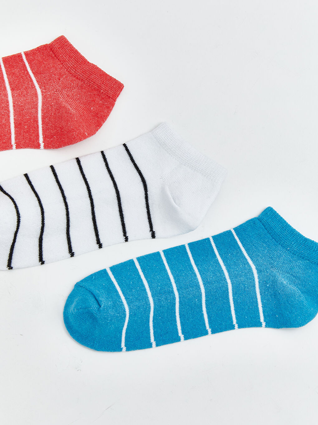 Pembe Çizgili Kadın Patik Çorap 3'lü-1