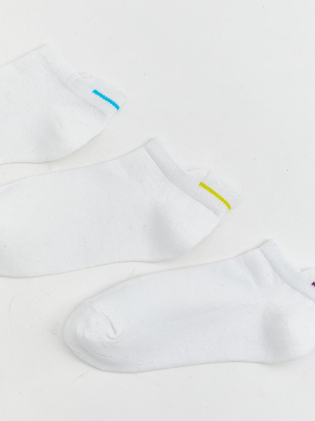 Beyaz Çizgili Kadın Patik Çorap 3'lü-1