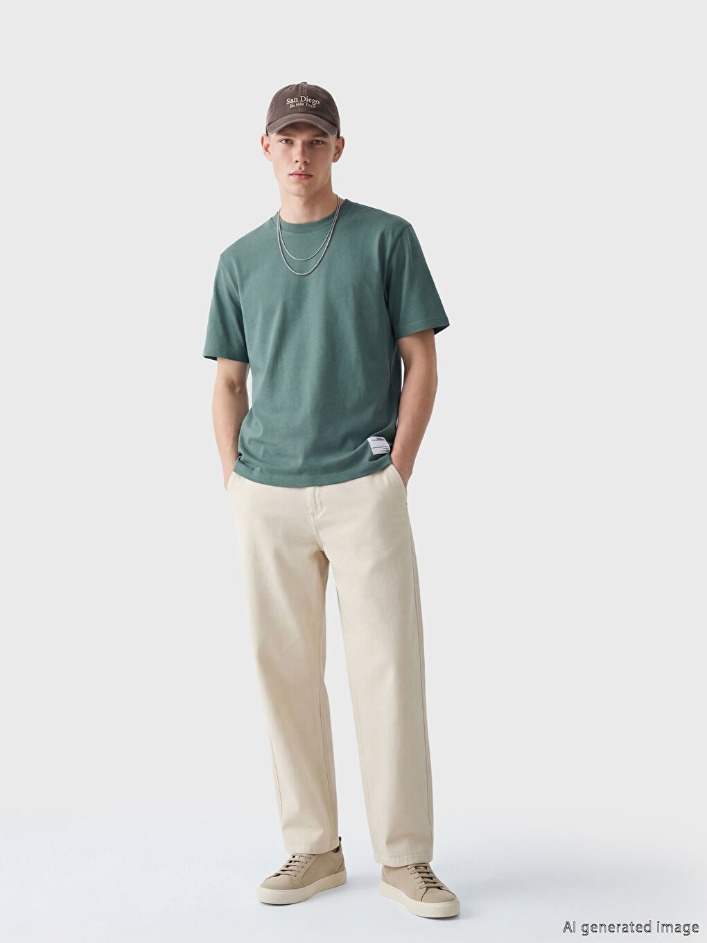 تي شيرت رجالي بياقة دائرية من قماش الجيرسي-1