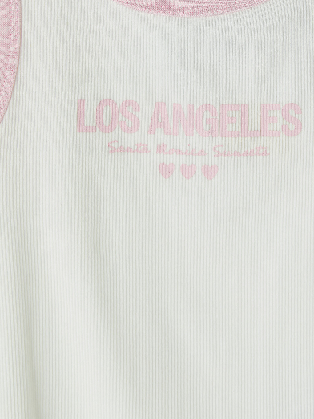 Ekru Los Angeles Baskılı Kız Çocuk Pijama Üst-2