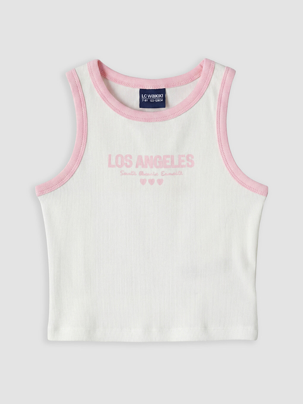 Ekru Los Angeles Baskılı Kız Çocuk Pijama Üst
