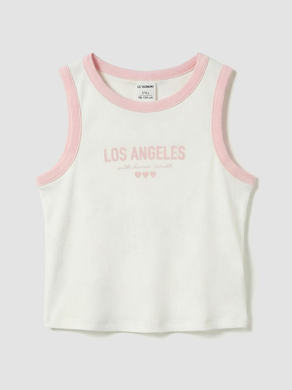 Ekru Los Angeles Baskılı Kız Çocuk Şortlu Pijama Takımı-1