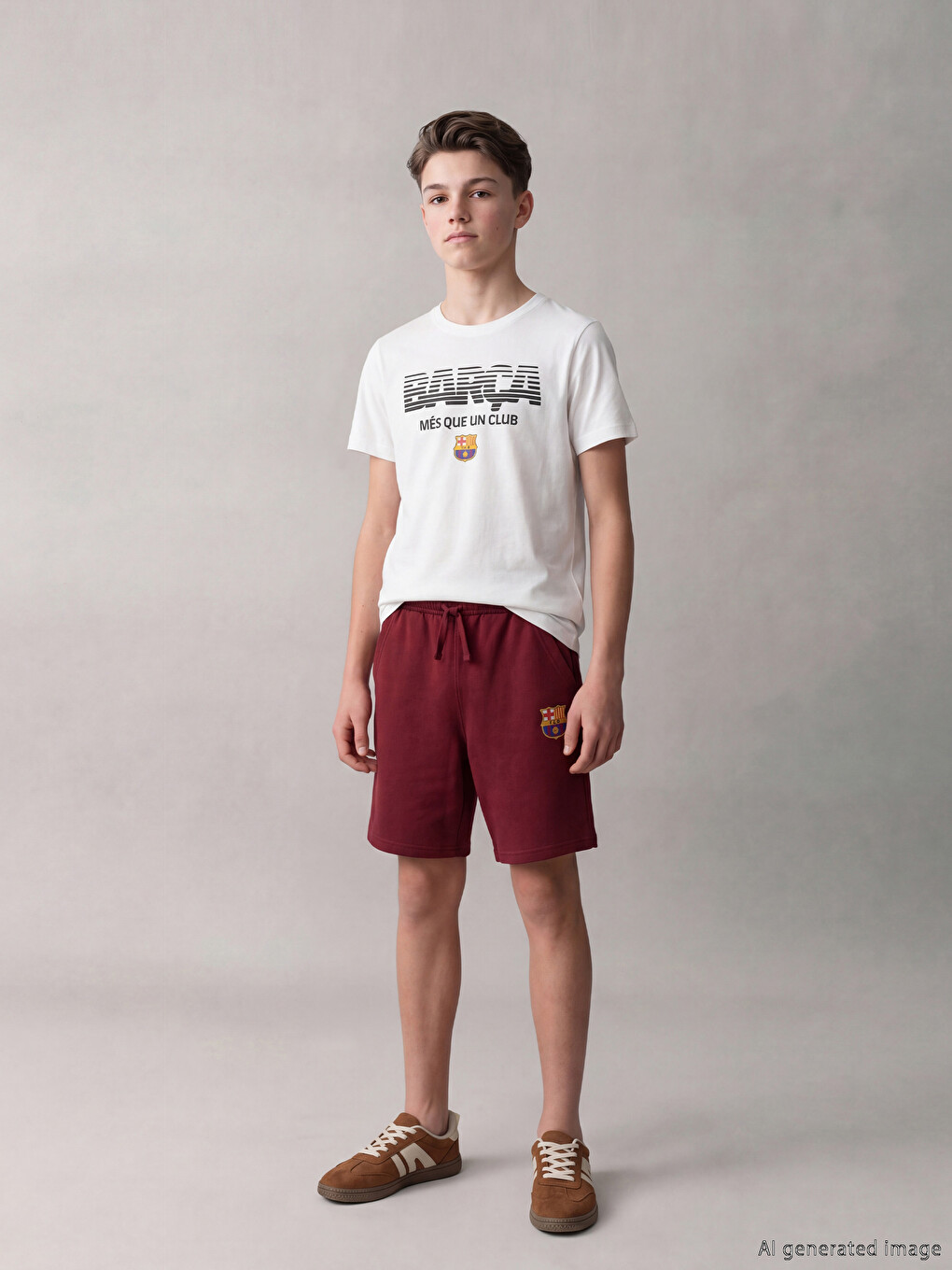 FC Barcelona Printed Boys' T-Shirt and Shorts-1