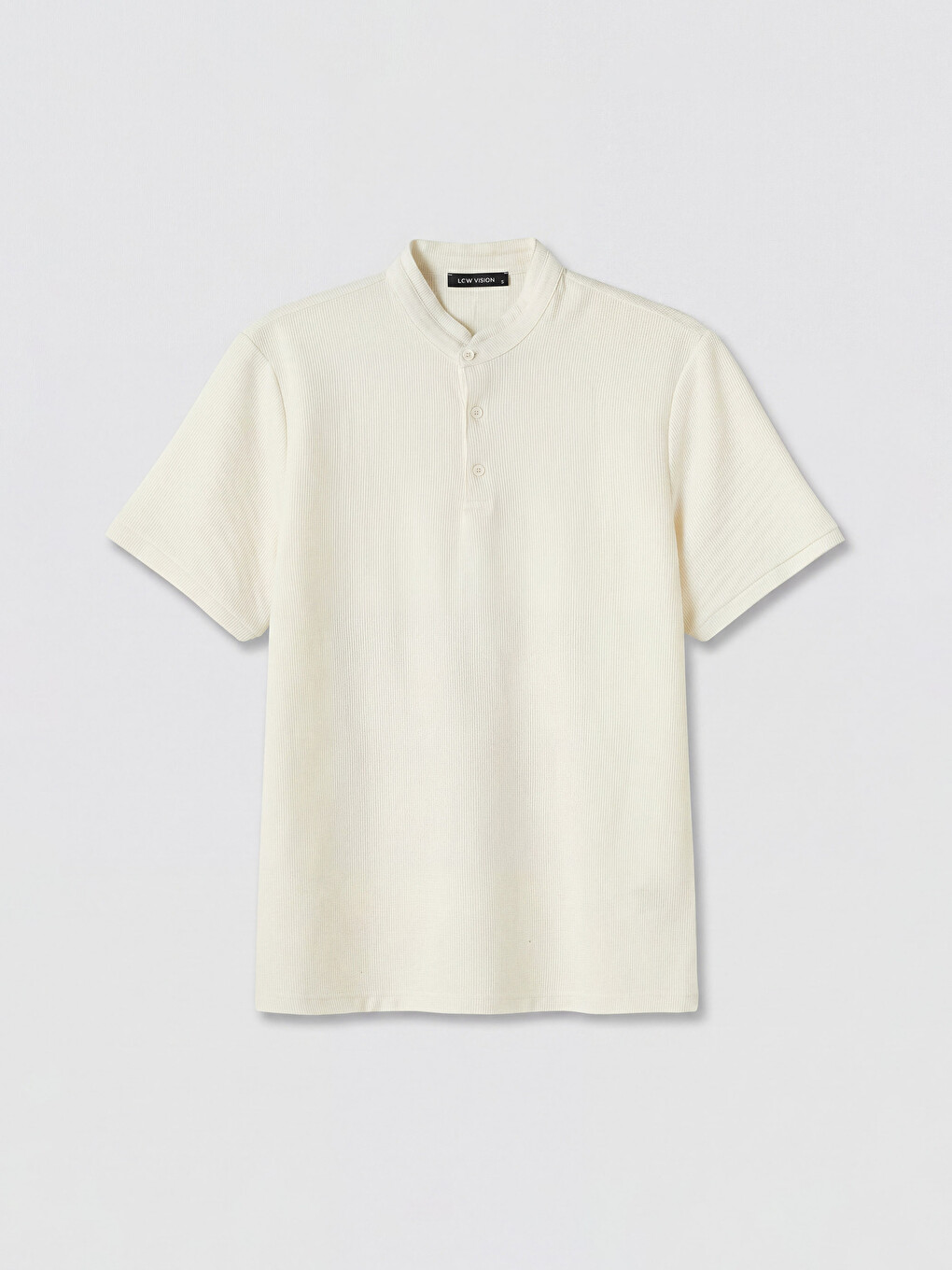 T-shirt à col officier en tissu gaufré pour homme-4
