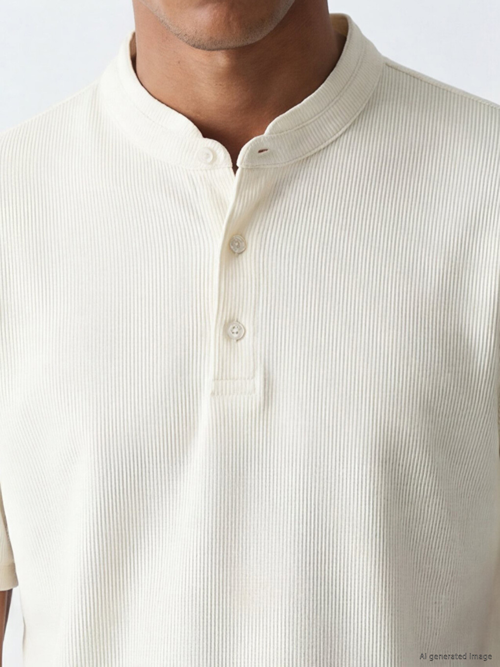 T-shirt à col officier en tissu gaufré pour homme-2