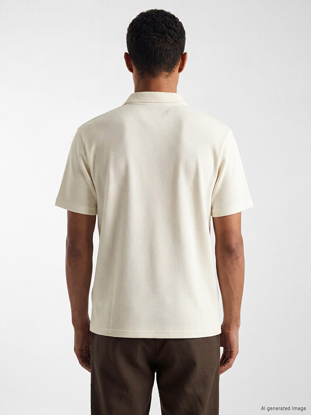T-shirt à col officier en tissu gaufré pour homme-3