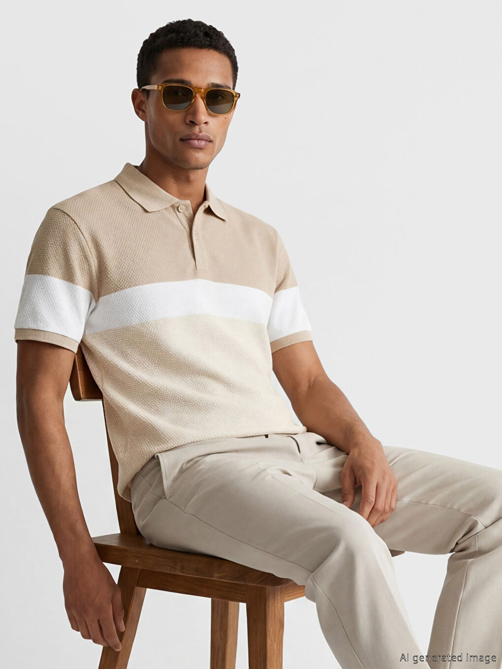 تي شيرت رجالي بياقة بولو بتصميم بلوك الألوان