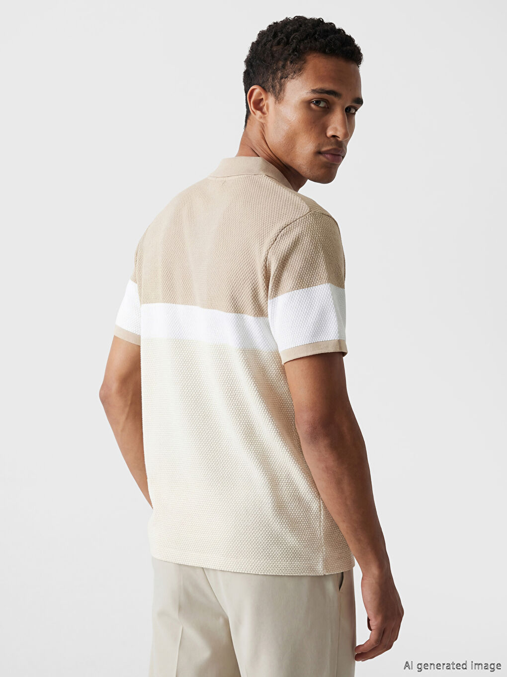 تي شيرت رجالي بياقة بولو بتصميم بلوك الألوان-2