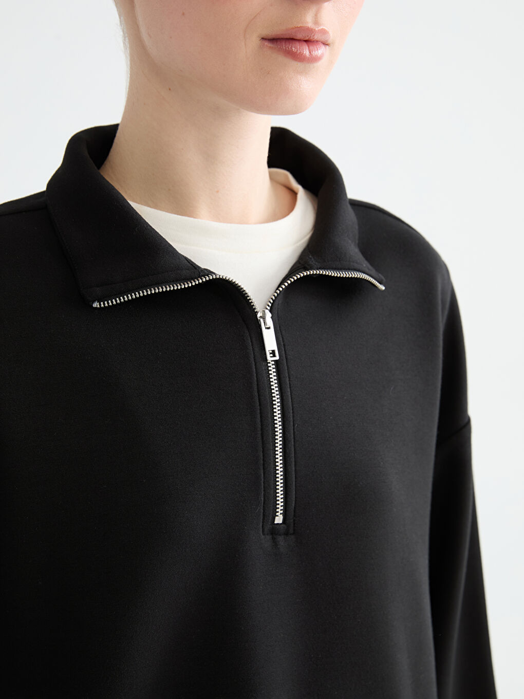 Mock Neck Soft Touch Women's Sweatshirt-2