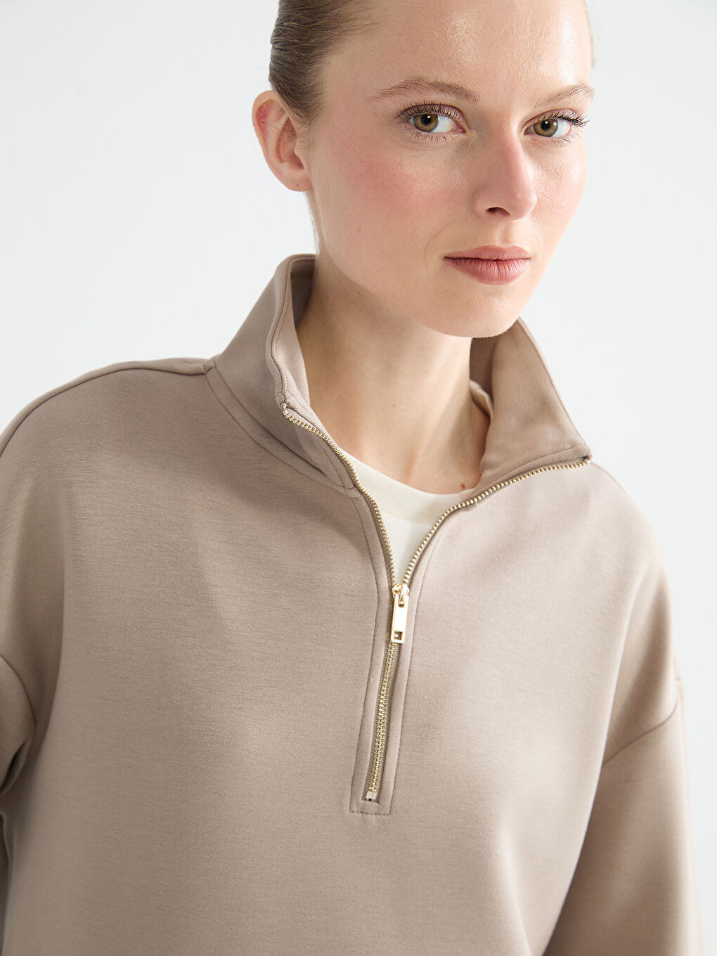 Woman BEIGE Sweatshirt-2