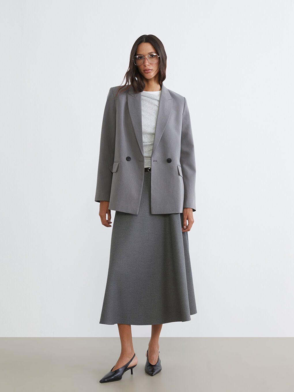 Woman GREY Blazer Jacket-1