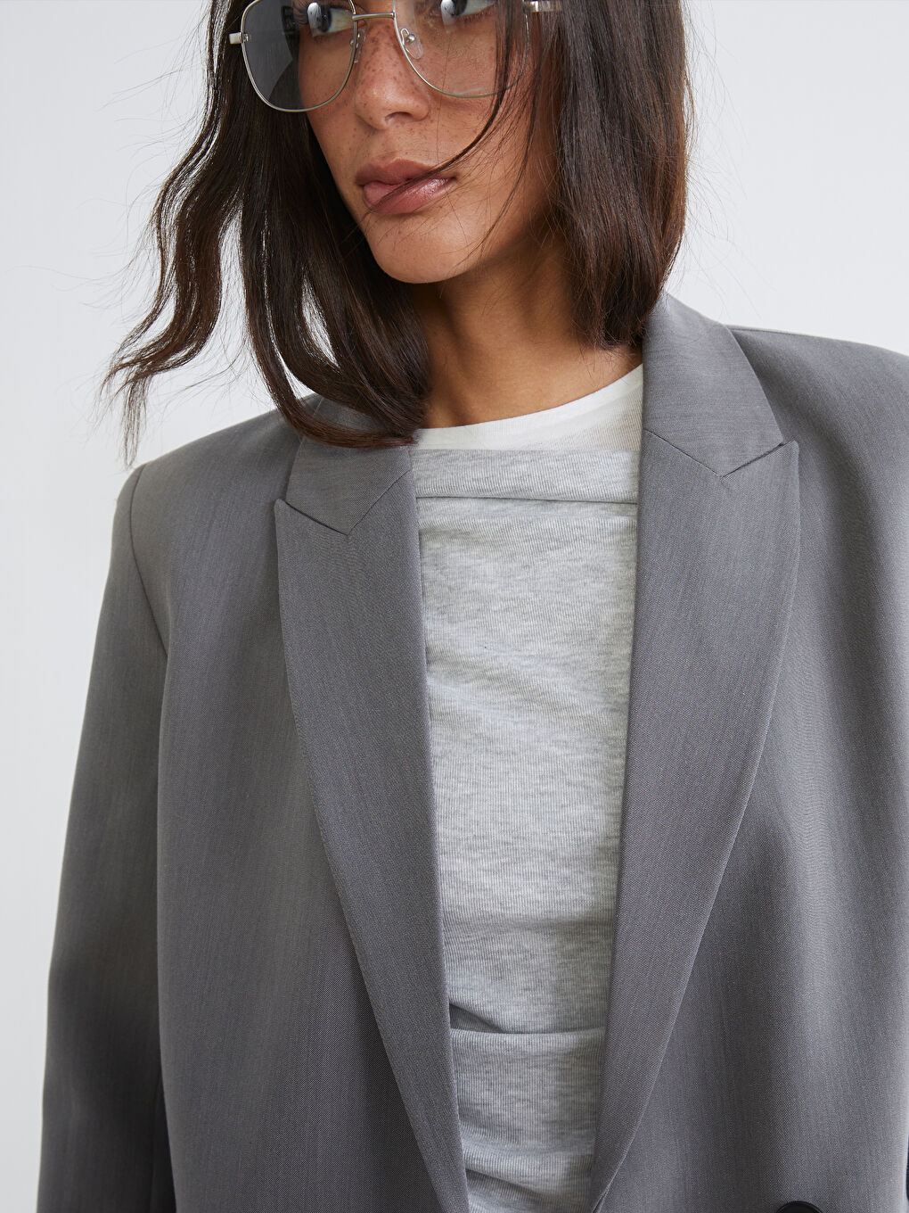 Woman GREY Blazer Jacket-2