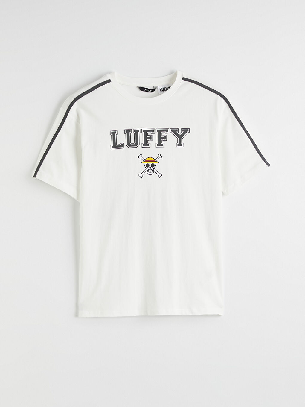 Ekru Bisiklet Yaka One Piece Baskılı Erkek Tişört