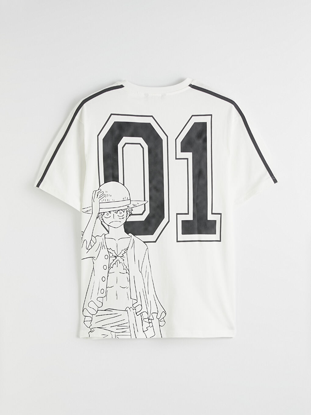 Ekru Bisiklet Yaka One Piece Baskılı Erkek Tişört-2