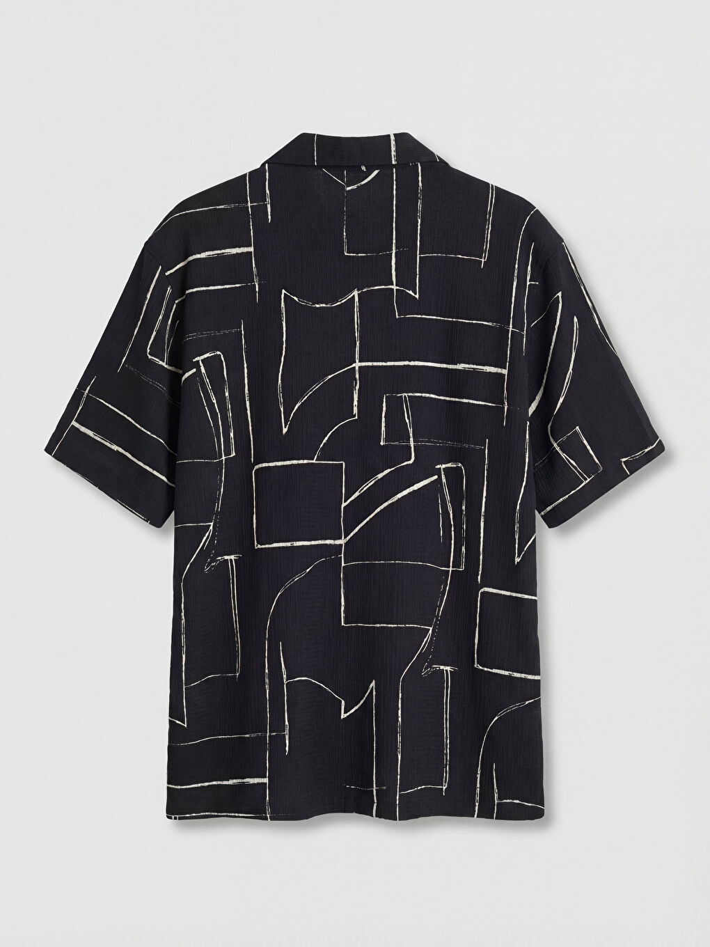 Siyah Regular Fit Baskılı Erkek Dokulu Gömlek-1