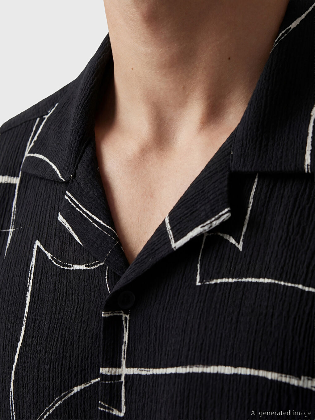 قميص رجالي مطبوع بقصة عادية وملمس منقوش-2