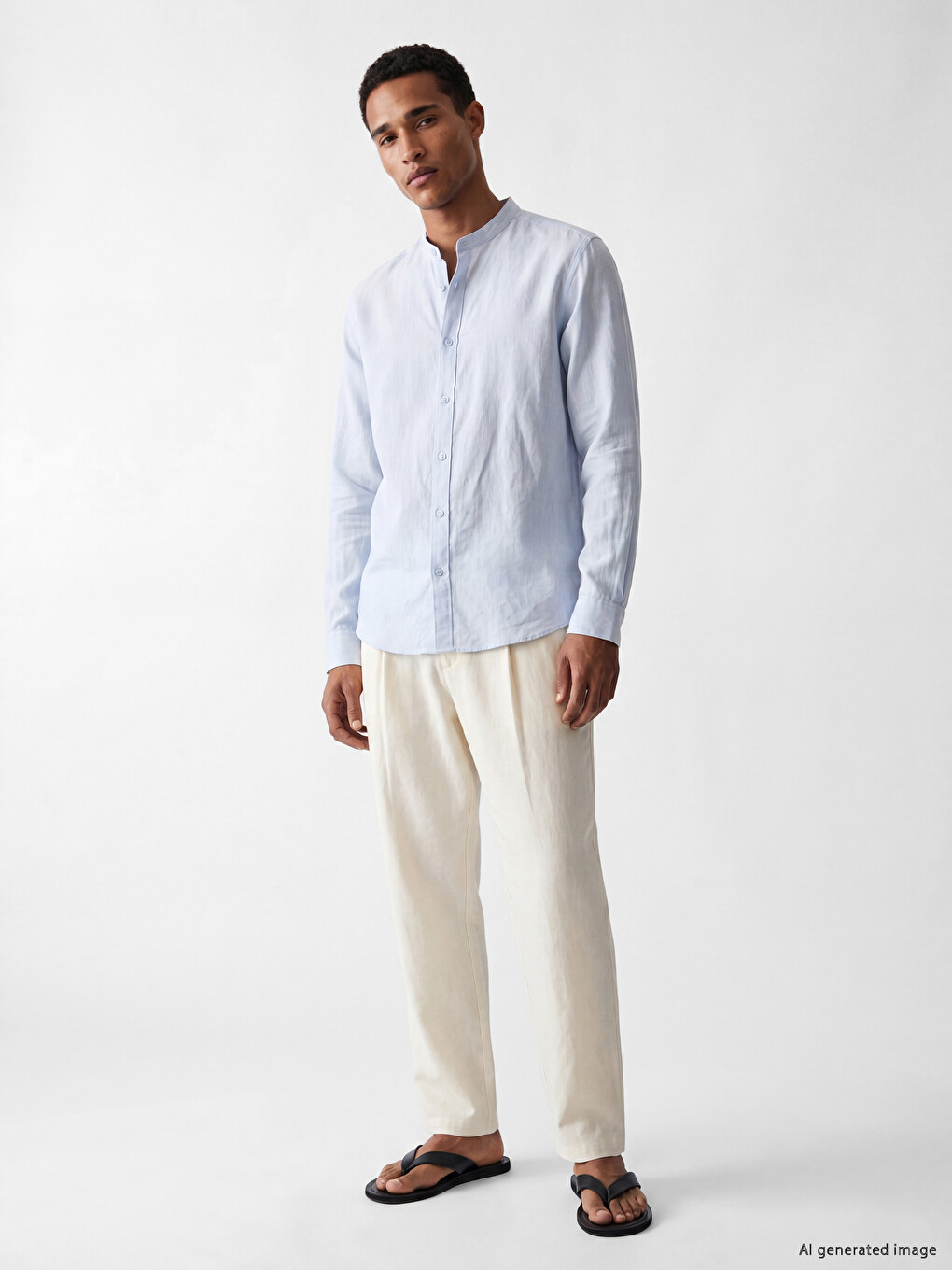 Regular Fit Keten Karışımlı Erkek Gömlek-1