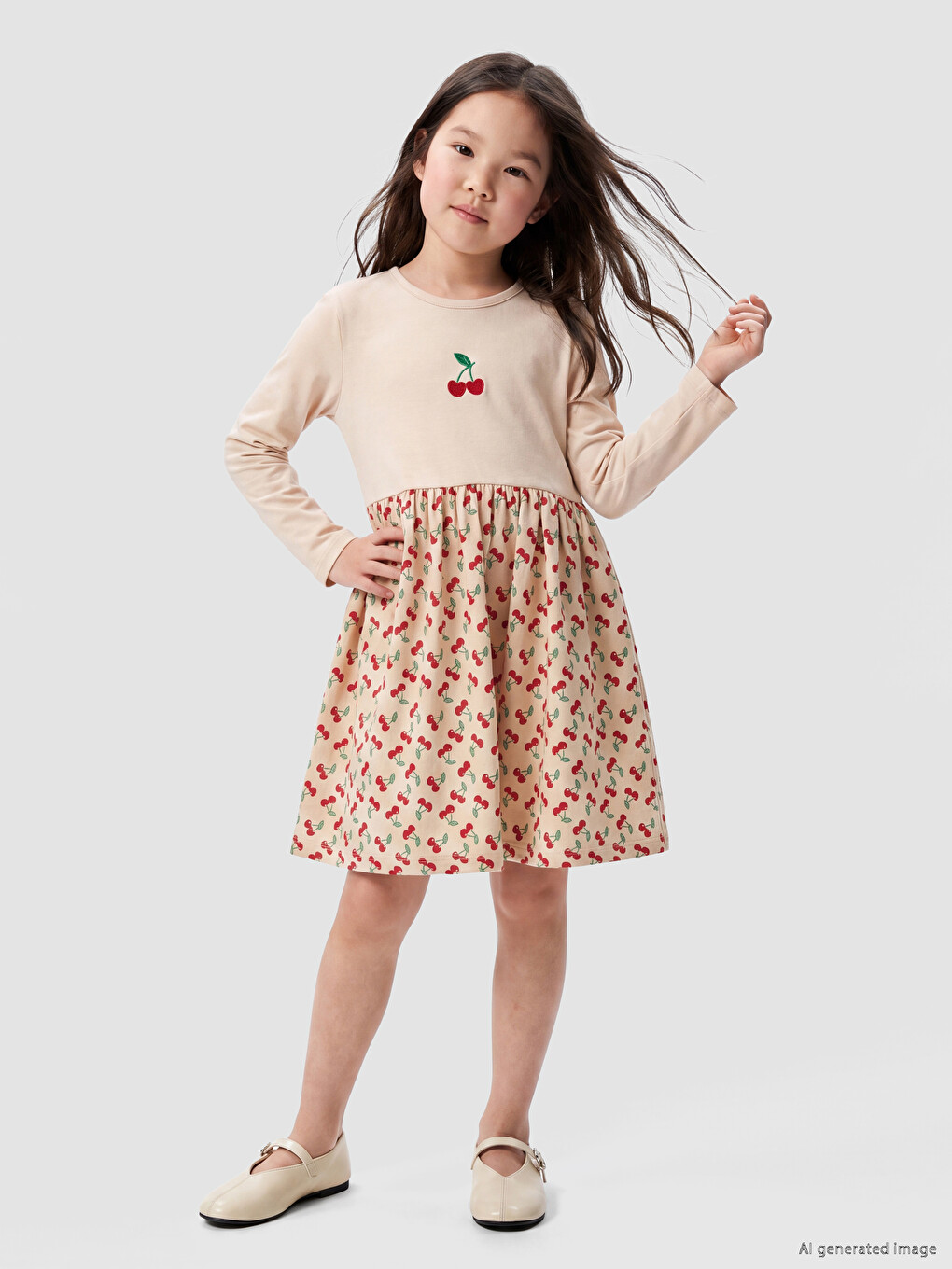 Girls' Long Sleeve Ruffled Dress