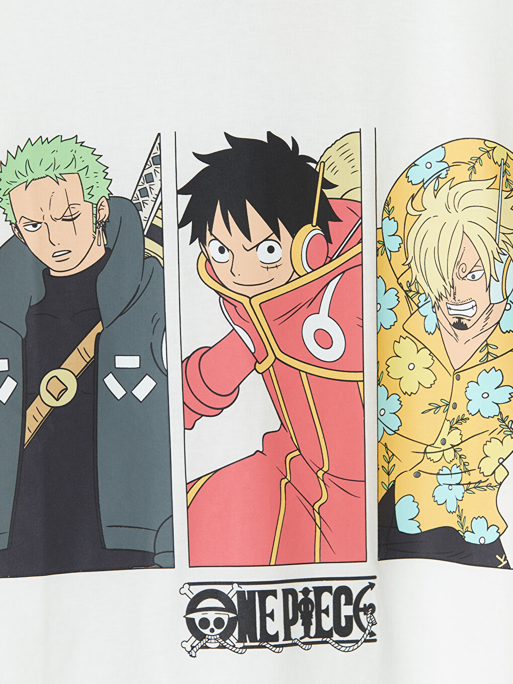 Beyaz Bisiklet Yaka One Piece Baskılı Erkek Tişört-2