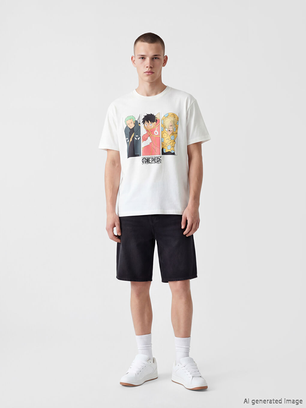 Rundhalsausschnitt One Piece Bedrucktes Herren T-Shirt-1