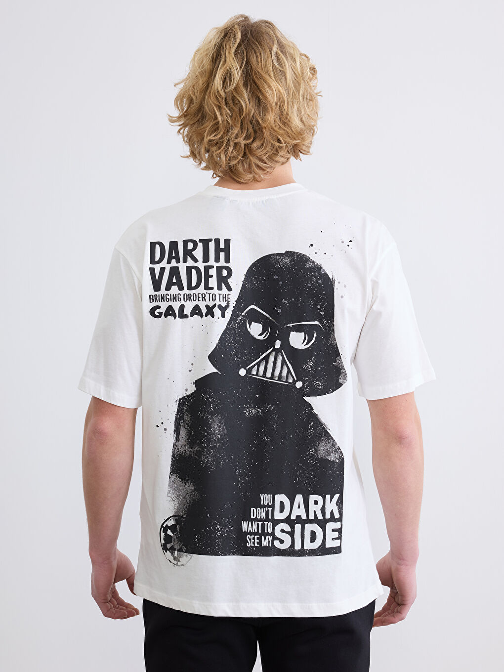 Ekru Bisiklet Yaka Erkek Star Wars Baskılı Tişört-3