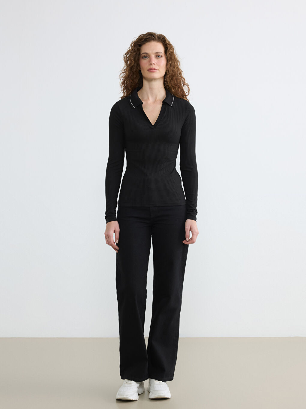 Women's Ribbed Polo Shirt-1