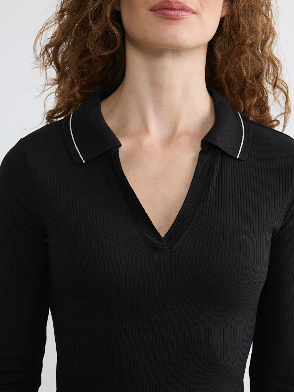 Women's Ribbed Polo Shirt-2