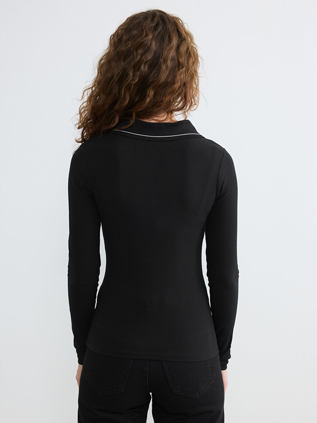 Women's Ribbed Polo Shirt-3